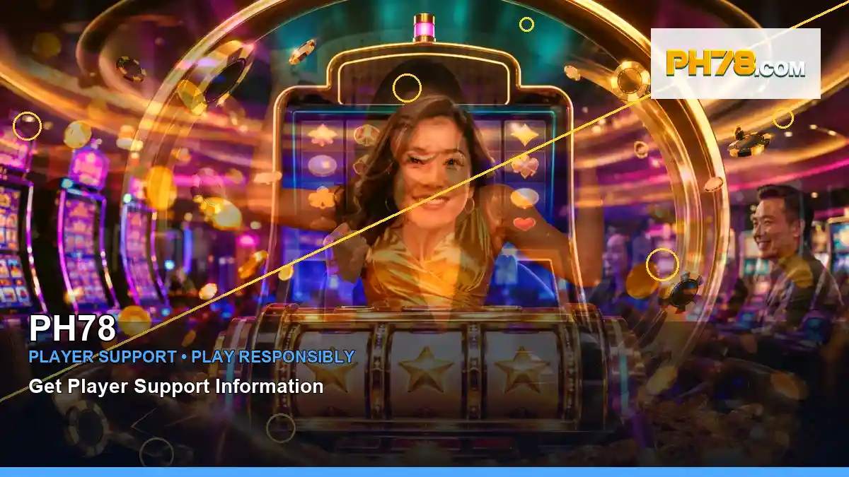 PH78 lucky reels online slot games featuring an adult Filipina casino host with a centered composition